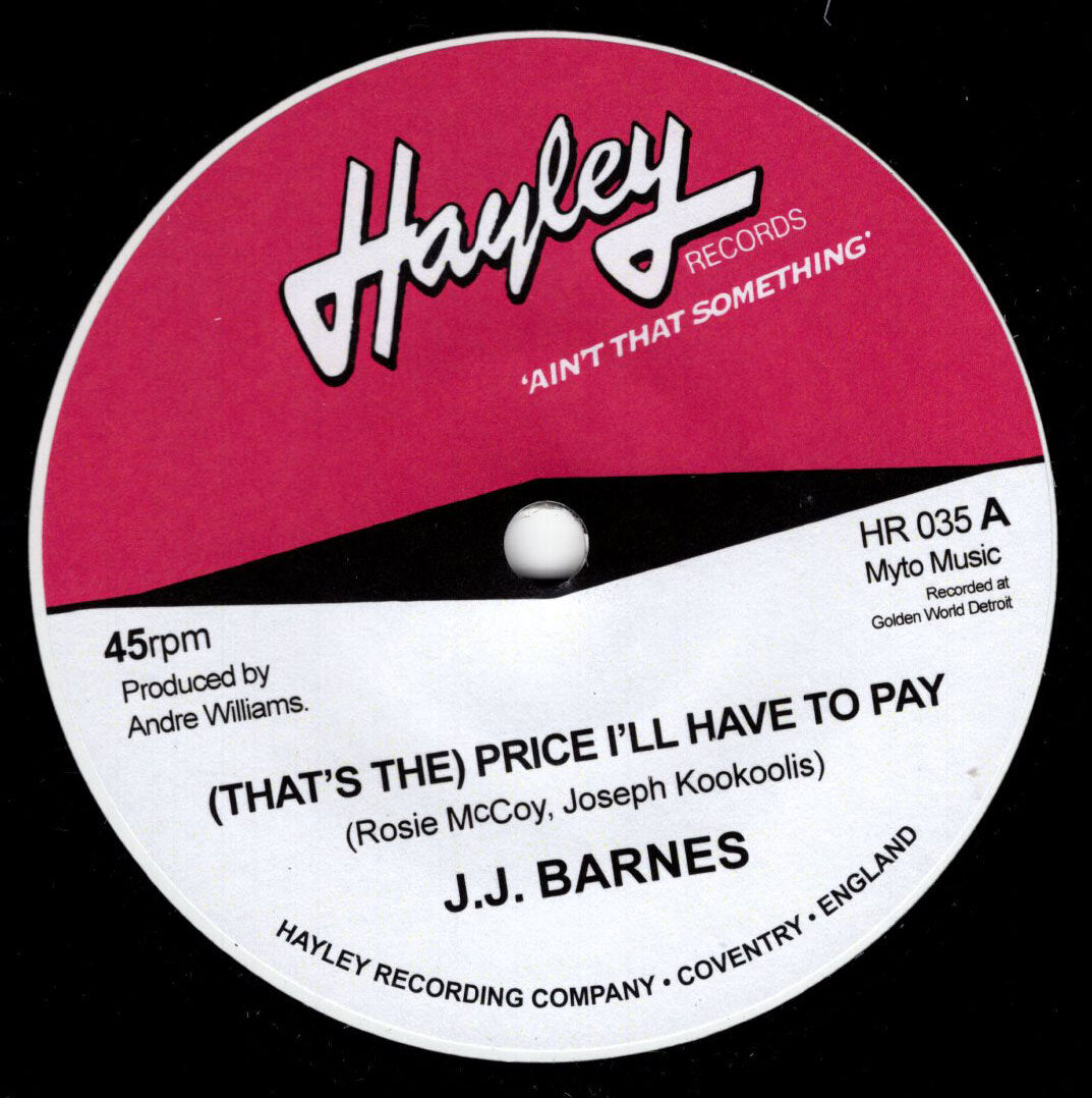 JJ Barnes - (That's The Price) I'll Have To Pay / Instr- Hayley Records