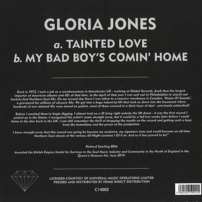 Gloria Jones - Tainted Love / My Bad Boy's Comin' Home - Repro