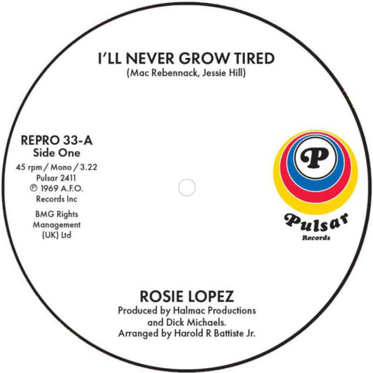 Rosie Lopez - I’ll Never Grow Tired / Too Hot To Hold - Kent Repro 33