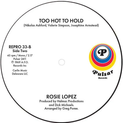 Rosie Lopez - I’ll Never Grow Tired / Too Hot To Hold - Kent Repro 33
