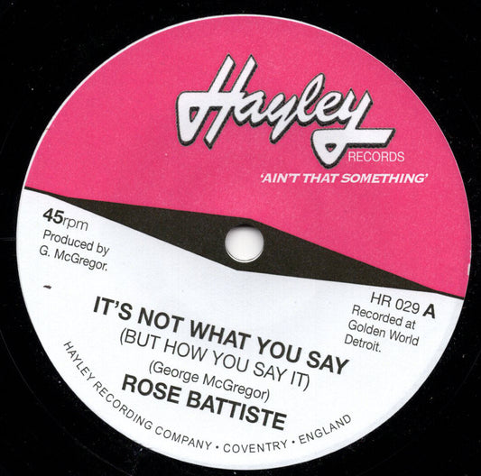 Rose Battiste / Gwen Owens - It's Not What You Say / You'd Better Wake Up - Hayley Records